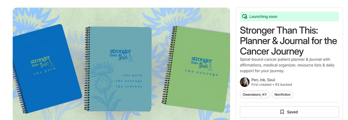 Cancer patient diary on Kickstarter