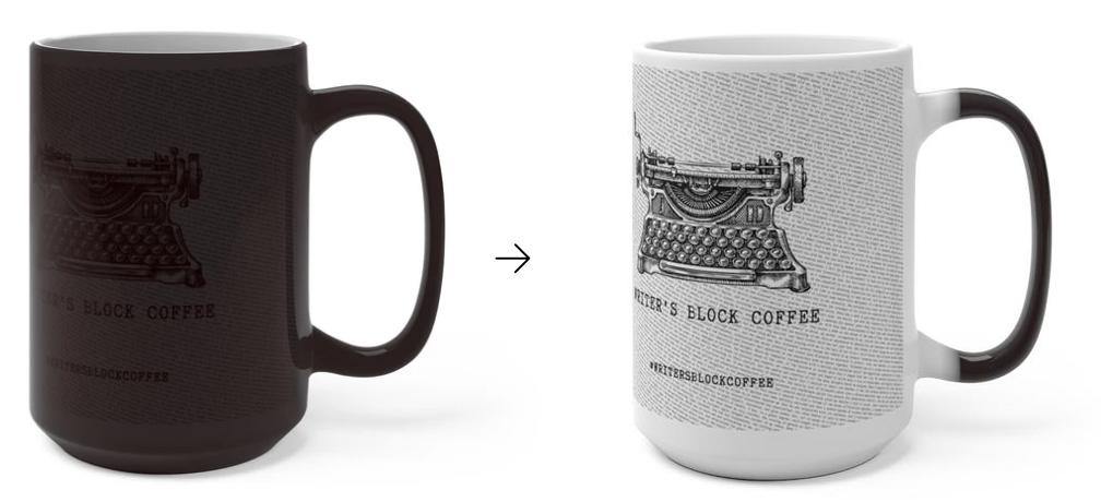 Color-changing mug for writers